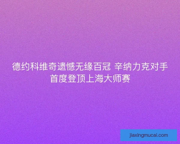 德约科维奇遗憾无缘百冠 辛纳力克对手首度登顶上海大师赛
